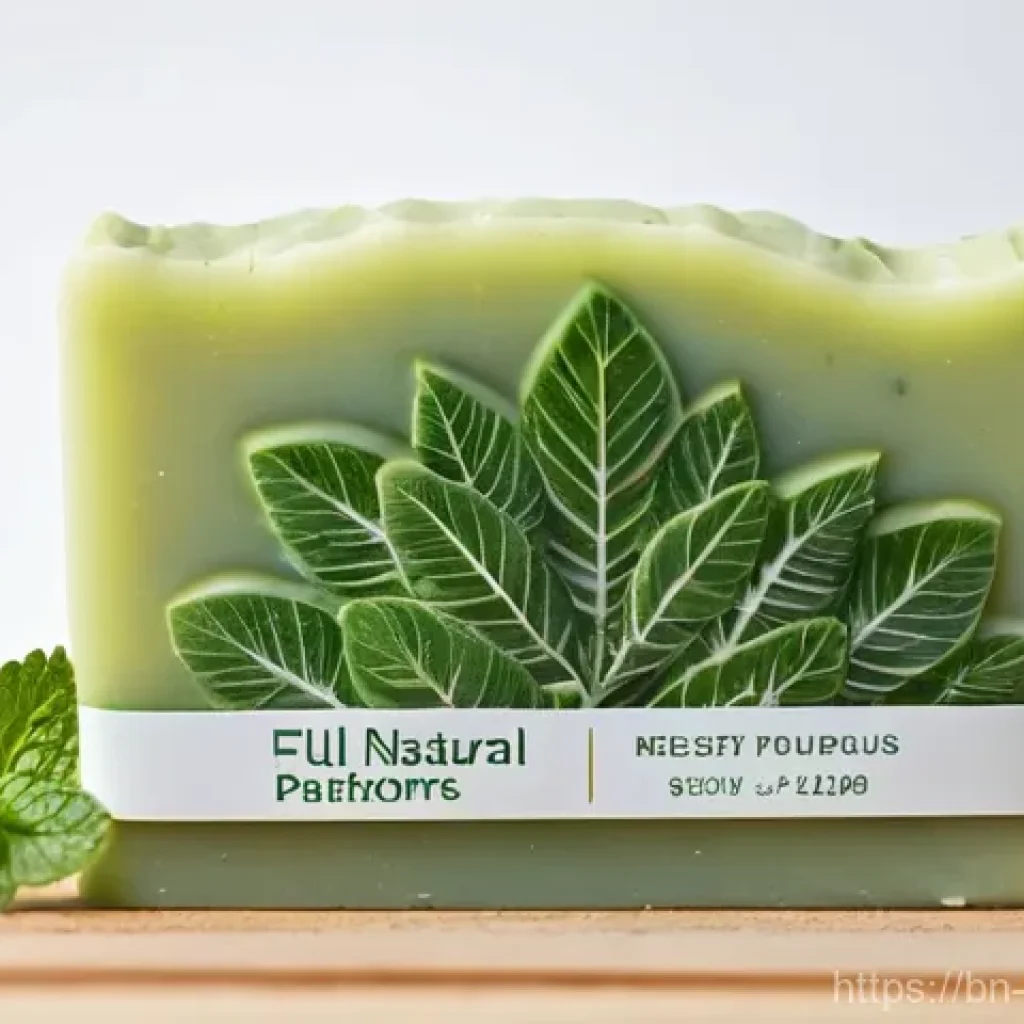 그린워싱 비판을 위한 커뮤니티 활동 - **Prompt:** A close-up shot of a soap bar prominently labeled "100% NATURAL" with decorative green l...
