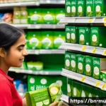 Home 22 그린워싱과 기업 이미지 구축의 문제 - A detailed infographic-style image showing a Bengali consumer carefully examining product labels wit...
